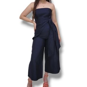 Keepsake the label jumpsuit Navy Blue Strapless Asymmetrical Knot Wide leg (S)